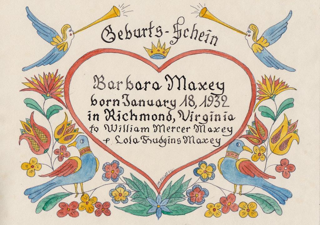 Sample Geburtschein fraktur using Design 1