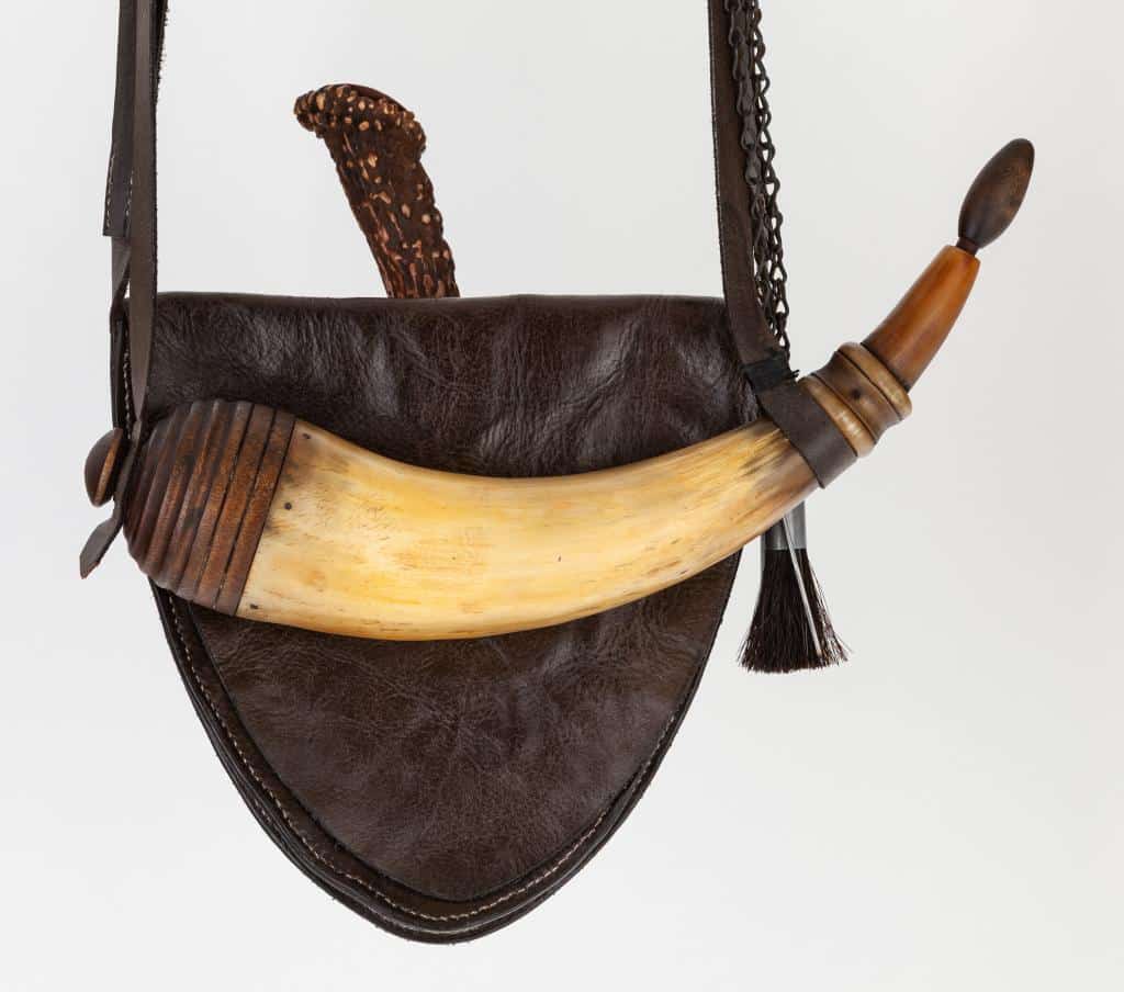 Bag #24, Horn #24 - A powder horn with a turned base plug and a applied turned collar - Front