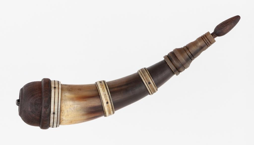 Horn #27 - A small multi-banded screw-tip powder horn.