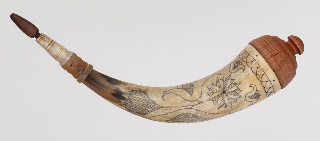 Horn #46 - An applied-tip powder horn with traditional fraktur scrimshaw - Inside