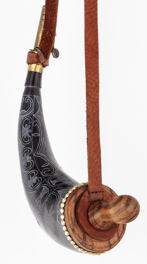 Micmac inspired engraving on a bison powder horn.