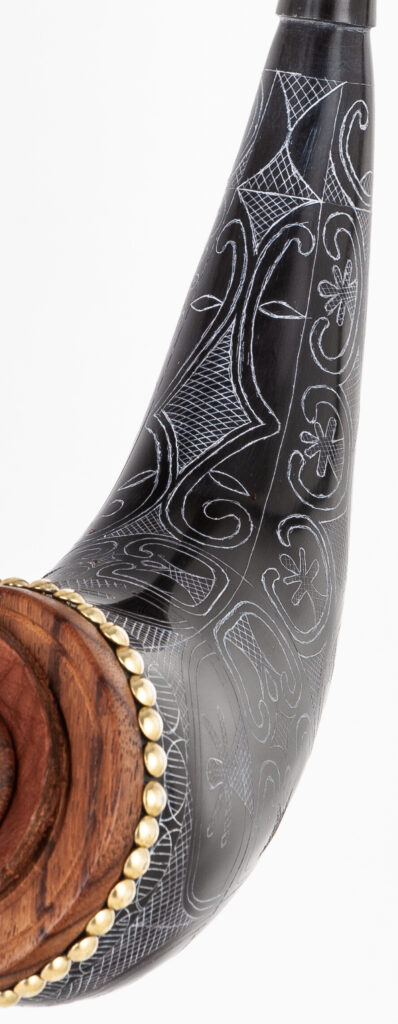 Micmac inspired engraving on a bison powder horn.