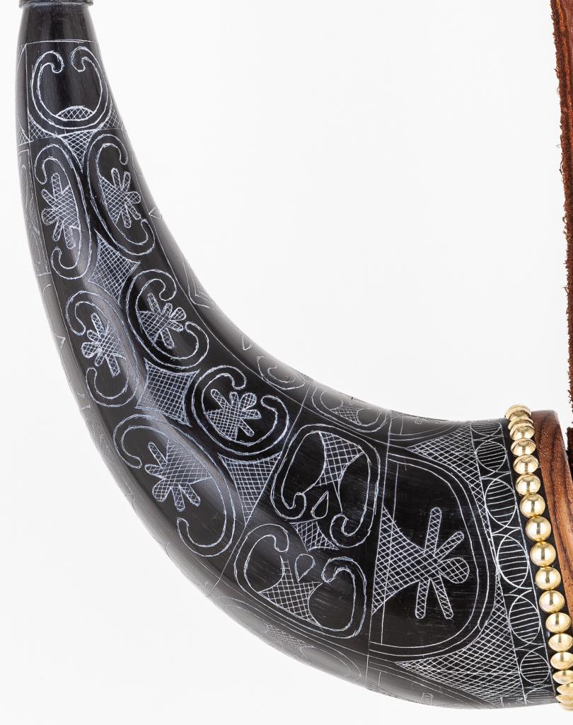 Micmac inspired engraving on a bison powder horn.